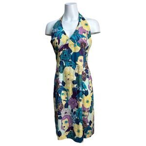 RARE Janique by Kourosh Art Print Women’s Faces Halter Dress 10